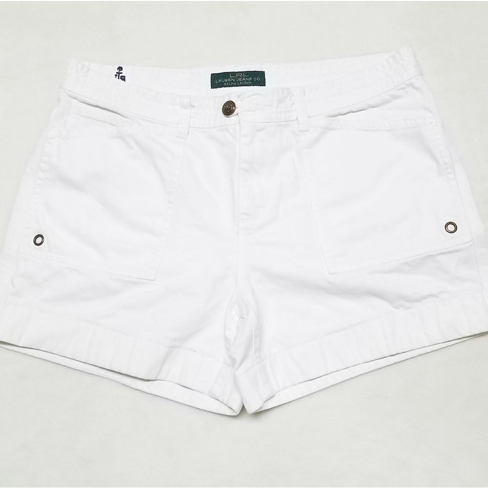 LAUREN Ralph Lauren White Anchor Denim Shorts 10